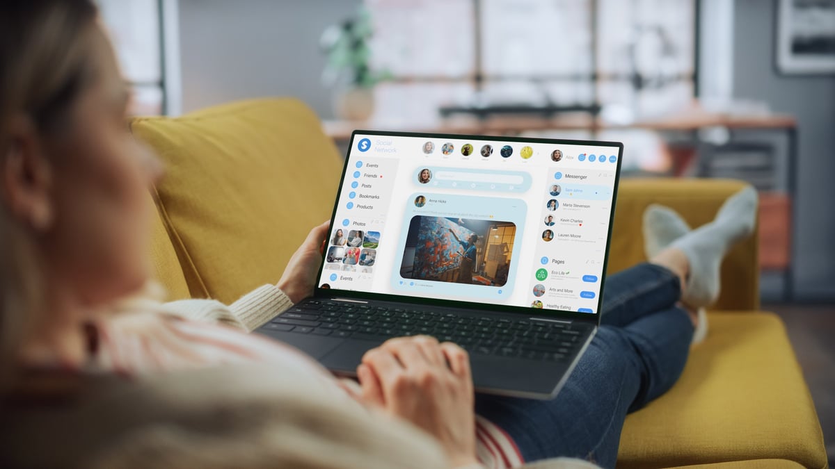 Social media presence on laptop