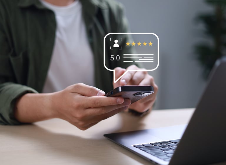 Person checking information on smartphone