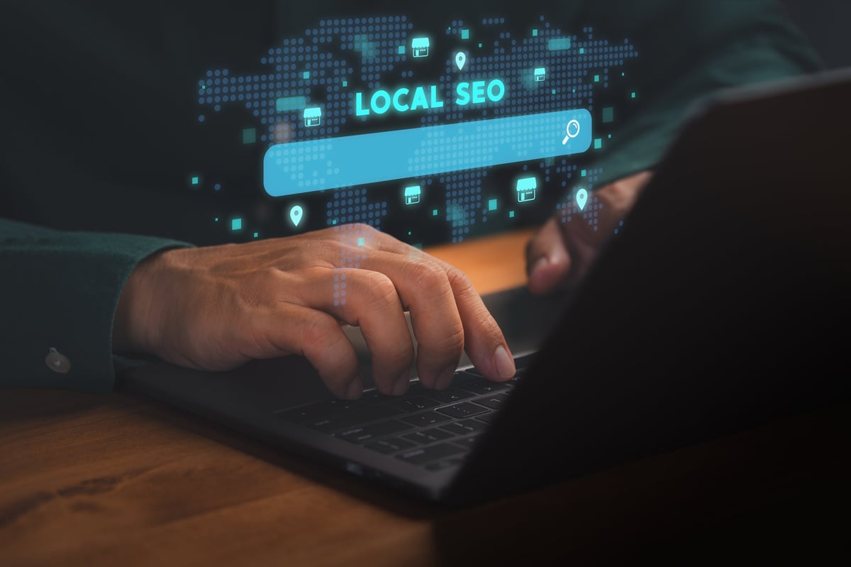 Local SEO search on laptop